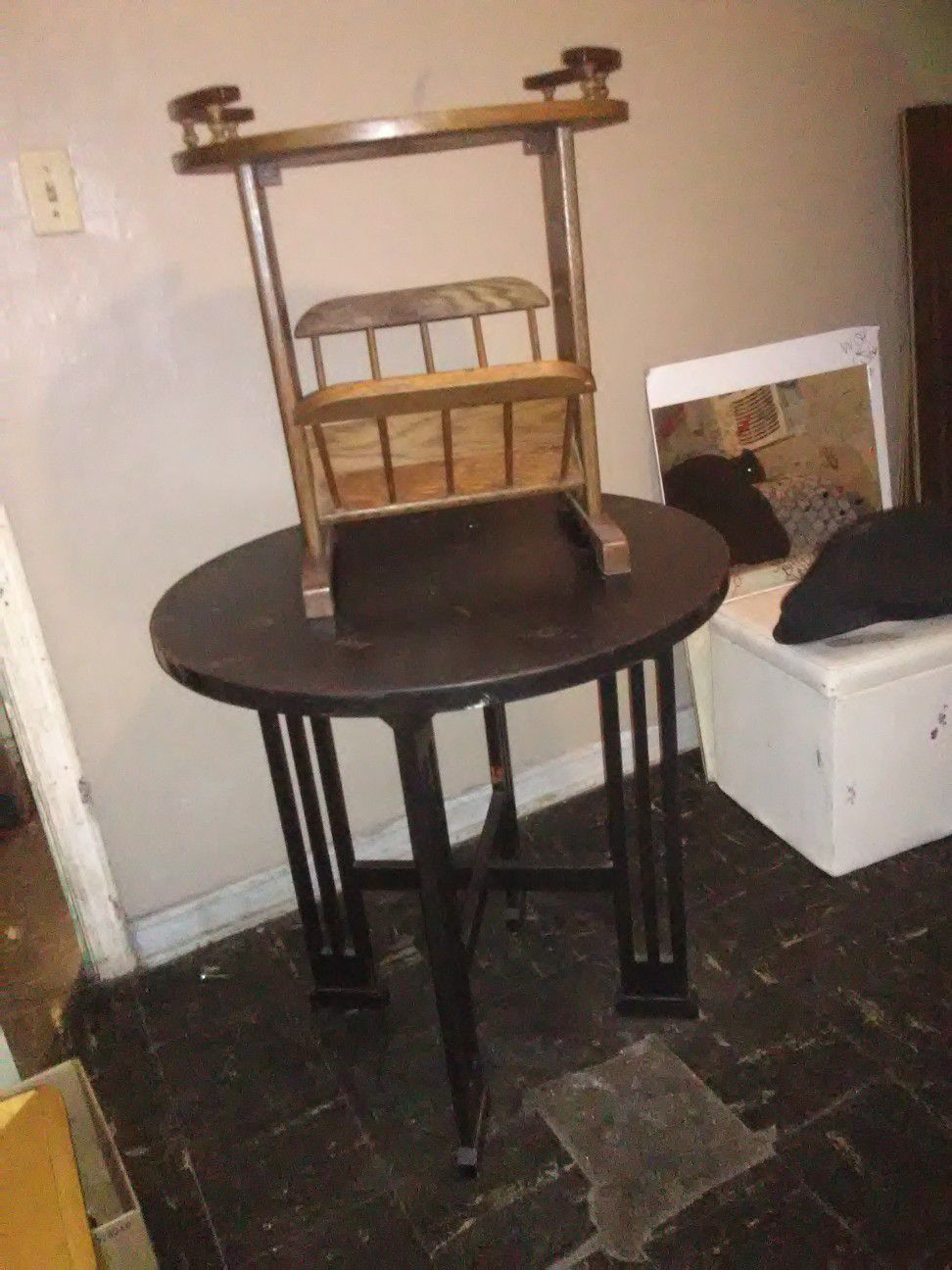 Black Round Table and Small antique Brown table