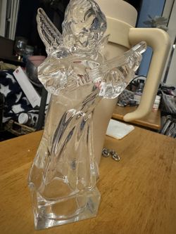 Mikasa Crystal Clear Angelic Mandolin Figurine, Herald Collection, made in Germany, Crystal, Christmas