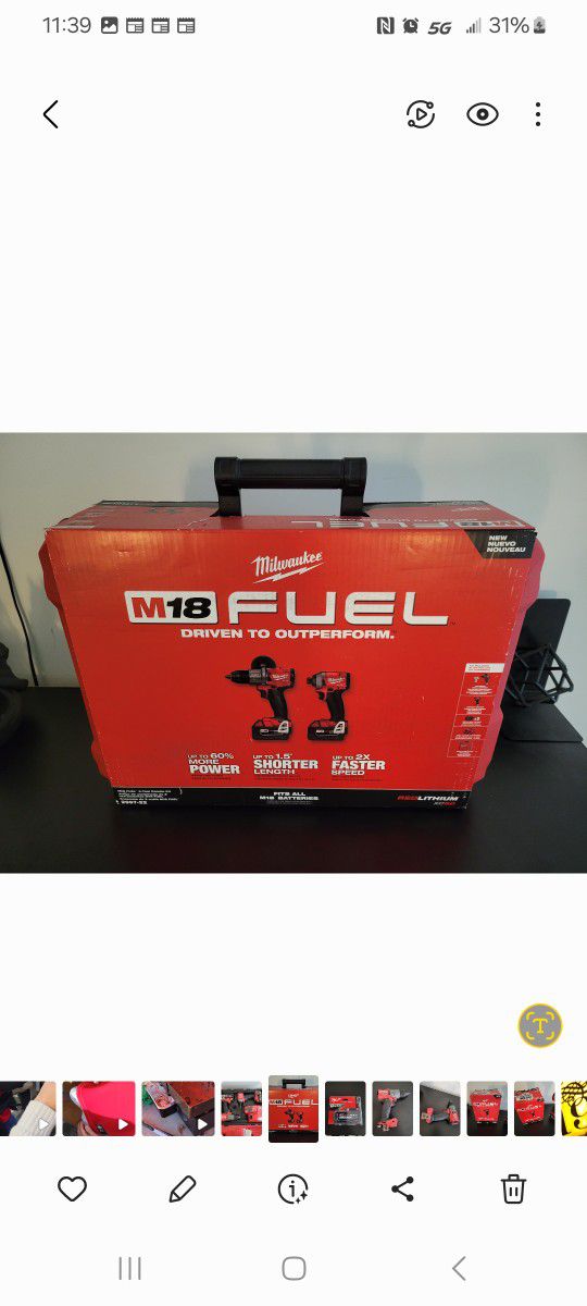 Milwaukee M18 Fuel 18 V 1/2 in. Cordless Brushless Impact Wrench Kit (Battery & Charger)

