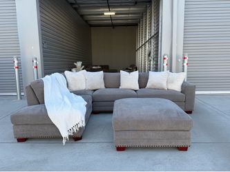 🛋️ Costco Penelope Fabric Sectional with Ottoman DELIVERY AVAILABLE 🚚