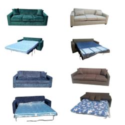 BRAND NEW 7ft sofa SLEEPER VELVET Evergreen, Brown, Blue And Valerie Birch Color FABRIC Sofa, Couch  Loveseat  Set 1piace / More Color FABRIC Availabl