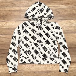 Juicy Couture King Crown Spellout Full Zip Soft Velour Jacket Hoodie Womens M