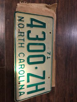 NOS 1971 North Carolina license plate new unissued