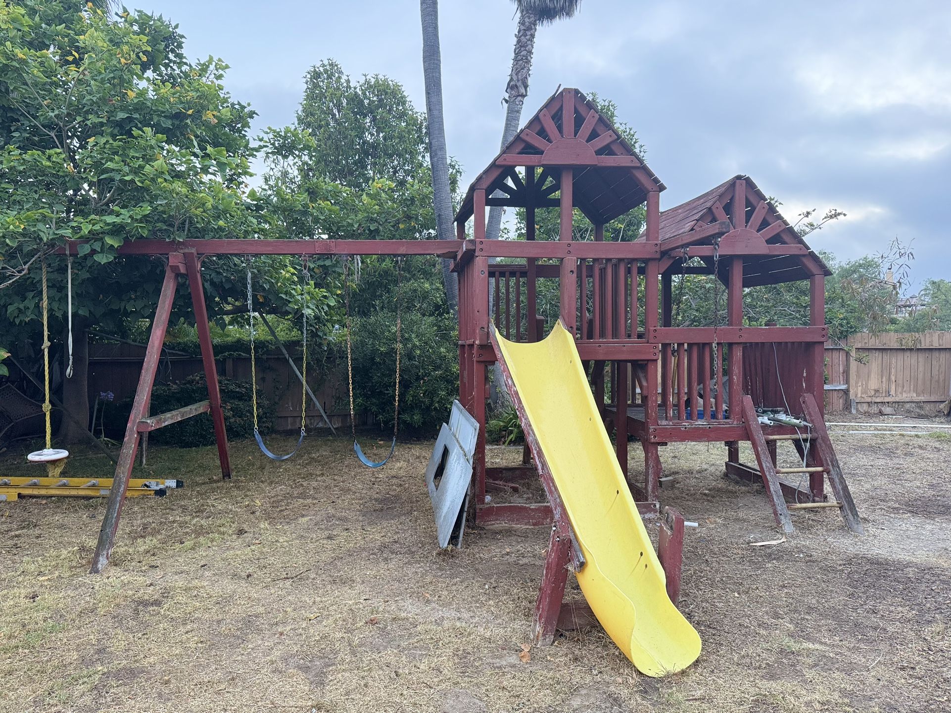 Wooden Outdoor Playset with Slide & Swings