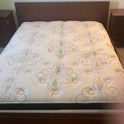 Night Stand Set With Drawers And A Perfect Condition Bed With A Hybrid Wonderful Mattress