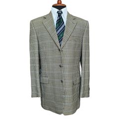 loro piana barneys nework blazer jacket 42L green cashmere plaid 3 button  . excellent used condition 