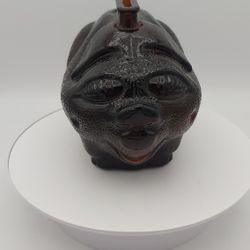 Vintage Anchor Hocking Dark Brown Textured Glass Piggy Bank
