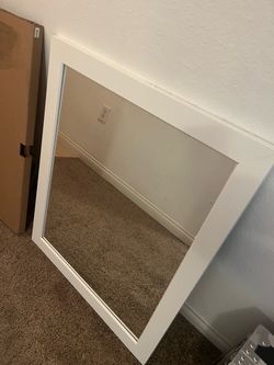 Large White Framed Wall Mirror
