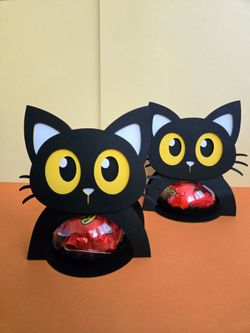 Halloween Black Cat candy treats box container