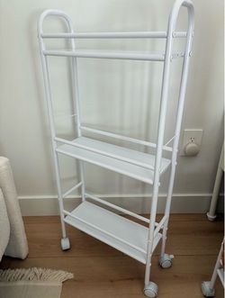 3 Tier Shelf Narrow Metal Storage Cart White - Brightroom