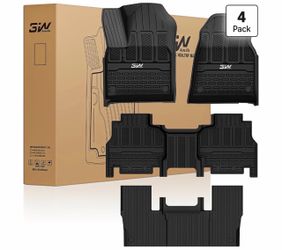 3W Floor Mats & Cargo Liner for Jeep Grand Wagoneer 2022-2025 (7 Seat) (Not Fit for L or 8 seat) TPE Custom Fit Wagoneer Floor Liner for 1-3 Rows and 