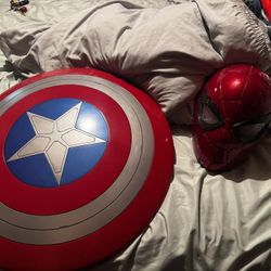 Captain America Sheild And Iron Spider Helmet 