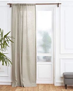 Solino Home Natural Linen Curtain , Light Filtering Rod Pocket Curtain 120 In