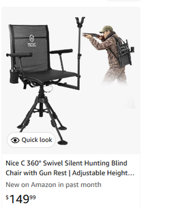 NEW 360° Swivel Hunting Blind Chair w/ Adjustable Gun Rest & Cup Holder