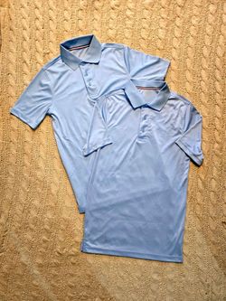 2 baby blue polo shirts, adult size small‼️‼️only pickup‼️‼️
