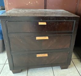 Dark Brown 3-Drawer Nightstand