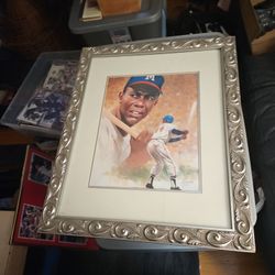 Hank Aaron Lithograph Gold Frame