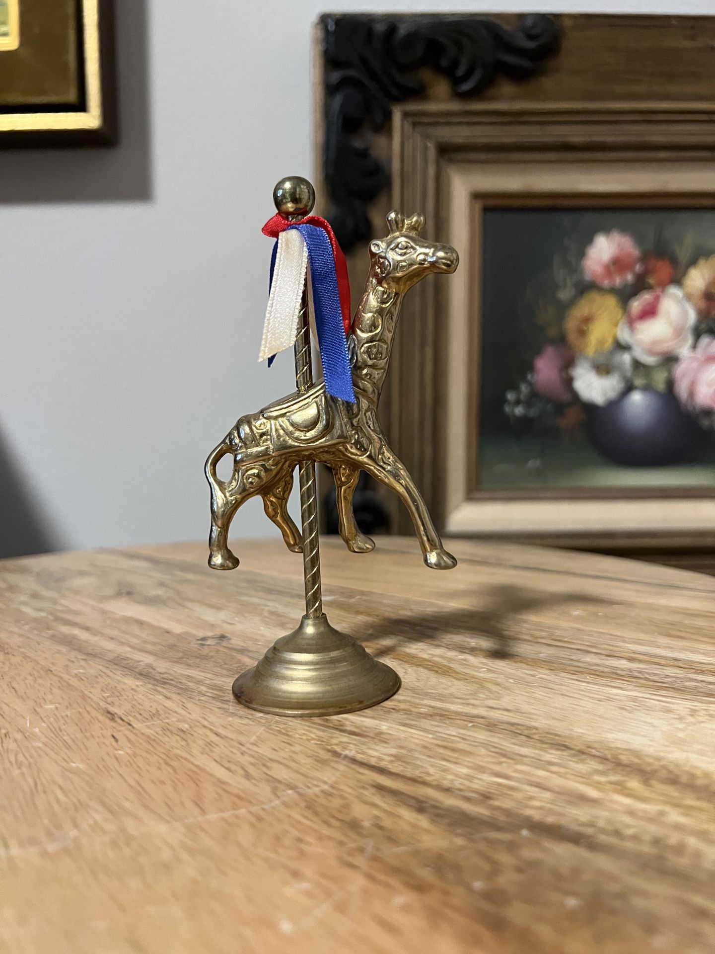 Vintage Brass Carousel Giraffe Statue 5”