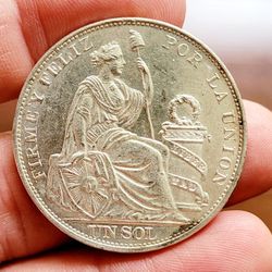 Peru 1896 Sol Silver Crown Nice