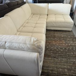 Modular White Italian Leather 4pc Sectional Sofa
