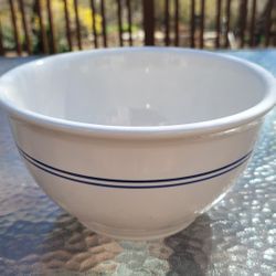 Gibson Everyday white mixing bowl blue stripes 10.5" round 6" high