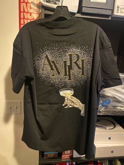 Amiri Champagne Toast Graphic Back Logo T-Shirt - Black