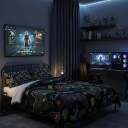 Gaming Comforter for Boys Teen,Game Contoller Bedding Set for Kids,Down Alternative for All Season,Gamer Home Decor for Boys Comforter Set