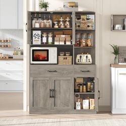 BOT-PB-025/USABN1061403

67" Kitchen Pantry Cabinet, Modern Kitchen Hutch with 5 Doors and 2 Drawers, 3-Tier External Shelf, Large Pantry Storage Micr