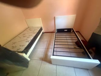 2 Twin size bed frame with 2 mattress and free delivery free installation all new furniture