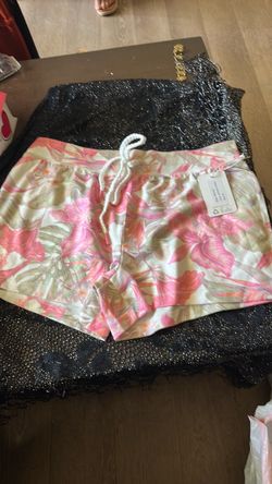 Floral Print Drawstring Shorts with Tags