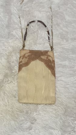 Elegant Cream and Brown Lace Women's Crossbody