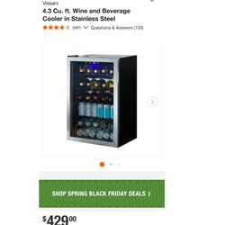 Brand New Vissani 4.3 Cu. Ft. Stainless Steel Wine And Beverage Cooler
