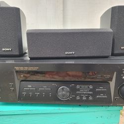Sony STR K740P 5.1 Channel Am/Fm Receiver With Subwoofe Speakers And Stands