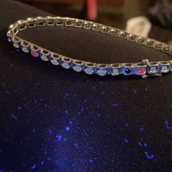 925 /  Rhodium1TCW Diamond, Emerald, Ruby, Sapphire Tennis Bracelet