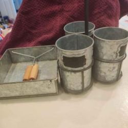 Rustic Aluminium Napkin And Silverware Holders