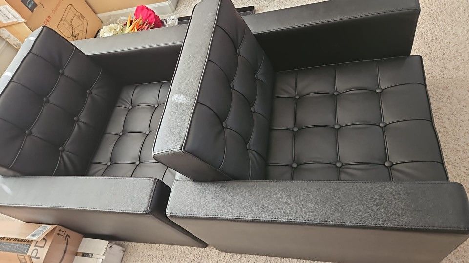 HERCULES Lacey Series Contemporary Black LeatherSoft Chair with Stainless Steel Frame