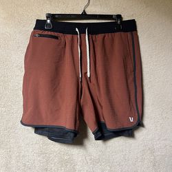 Vuori Stockton Compression Shorts 6.5” Mens Large Orange