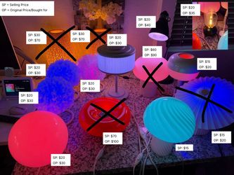 Part 1: Ikea Lamps for Sale with Smart Amazon Dimming/Color-changing bulbs (Part 2 has individual photos)