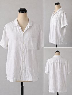 H&M White Linen Shirt Short Sleeve Men L Casual Button Down