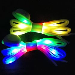 New LED Light Up 3 Mode Colorful Flashing White Shoe Laces Night Party Festival