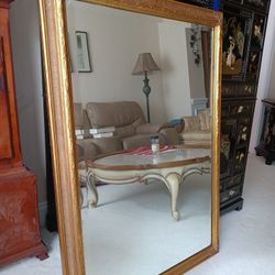 Vintage Beveled Gold Wooden Framed Mirror