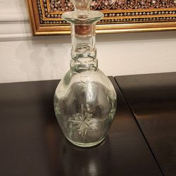 Vintage Atomic Starburst Glass Liquor Decanter Bottle With Stopper