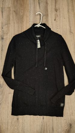 NWT Express Men's Black Speckled Cowl Neck Hoodie Sweater - Size L