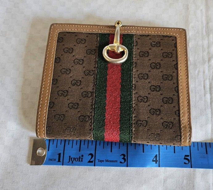 Authentic Gucci Brown Metallic Gold Designer Bifold Wallet (LIMITED EDITION)