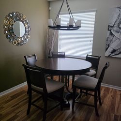 Elegant Round Counter-Height Dining Set with Upholstered Chairs