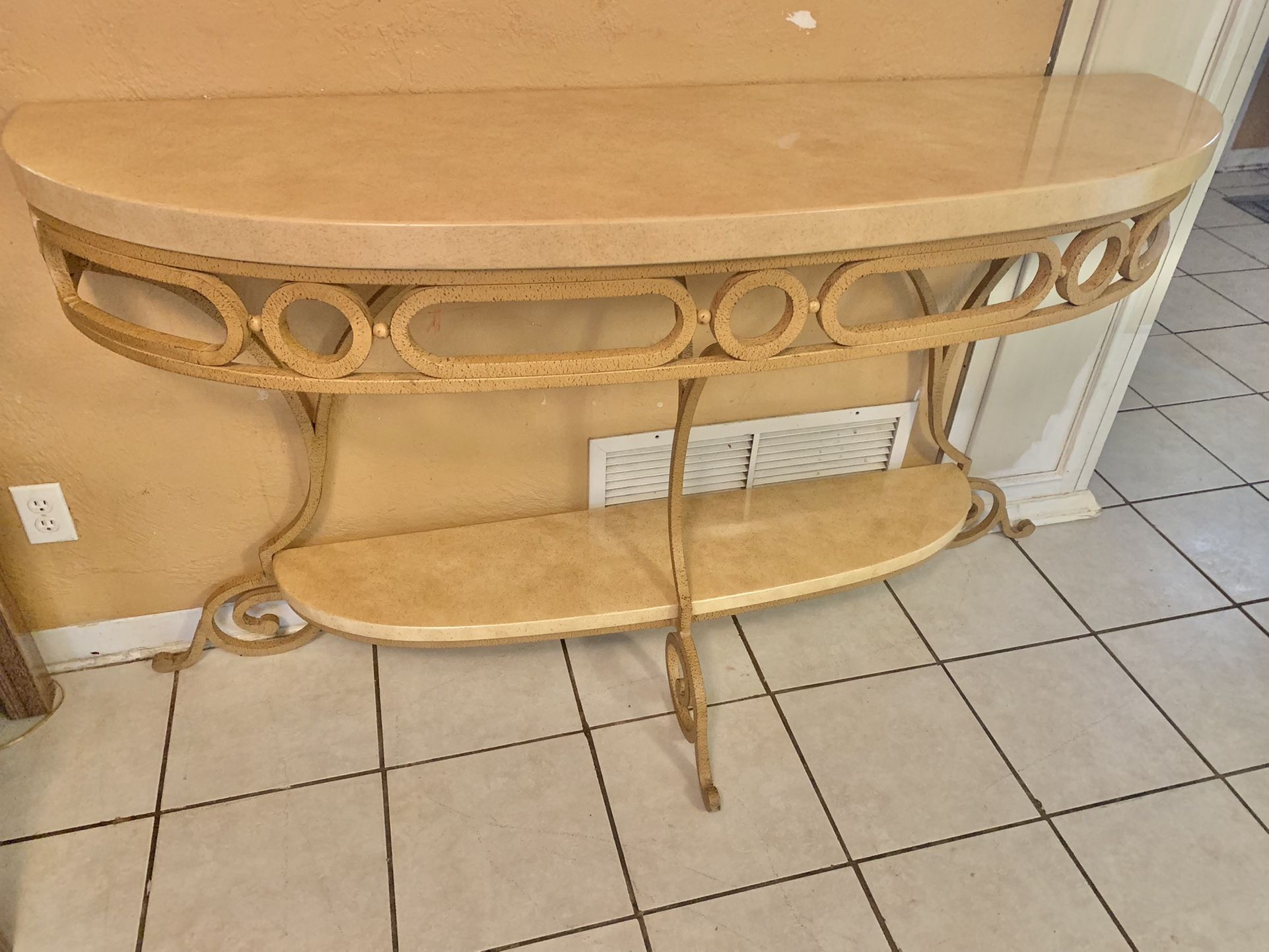 Large Iron And Granite Console Table