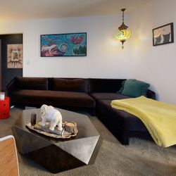 Black Suede Rove Concepts Sectional W/ Sleeper Sofa