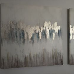 Canvas Blue And Gold Abstract 