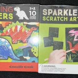 Crocodile Creek Dinosaur Stickers & Sparkle Scratch Art Pack- Craft for Kids