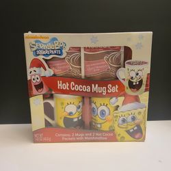NICKELODEON SPONGEBOB SQUAREPANTS Hot Cocoa-2 Mugs Gift Set-Brand New-Exp. 09/14
